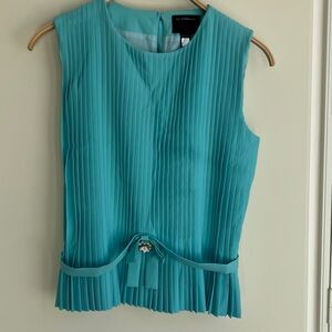 CLASS by Roberto Cavalli Robins Egg Blue Pleated Crepe Embellished Top 12US/46IT